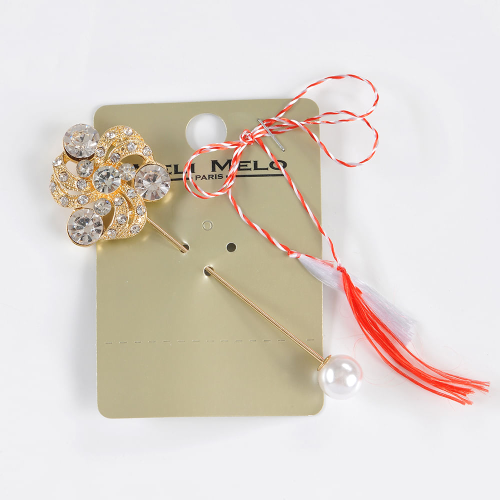 Brosa martisor tip ac cu pietre acrilice - 3 | YEO