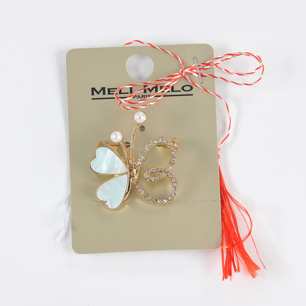 Brosa martisor fluture alb - 3 | YEO