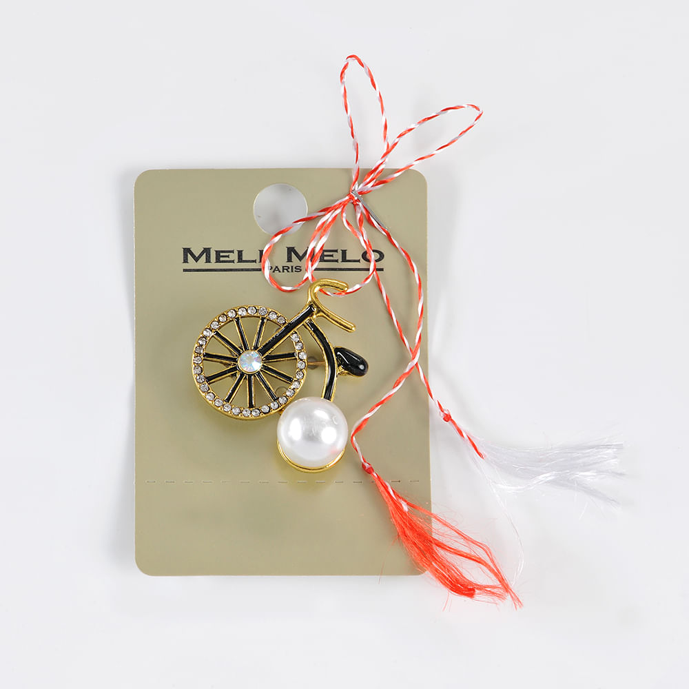 Brosa martisor velociped cu perla alba - 3 | YEO