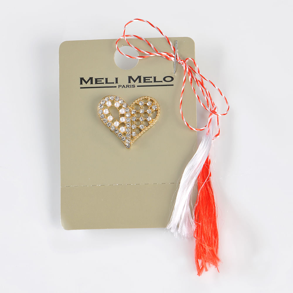 Brosa martisor inima aurie cu perle - 3 | YEO