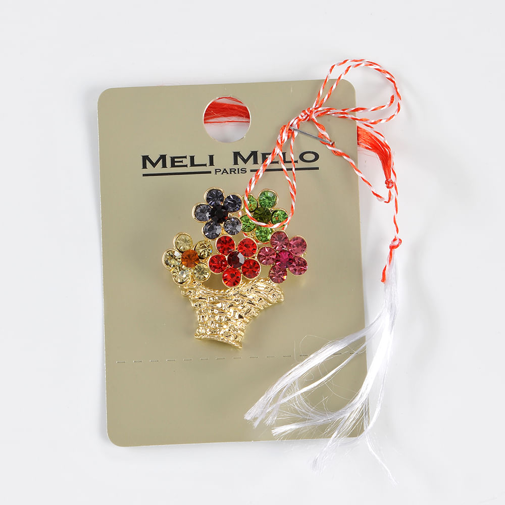 Brosa martisor cos cu flori colorate - 3 | YEO