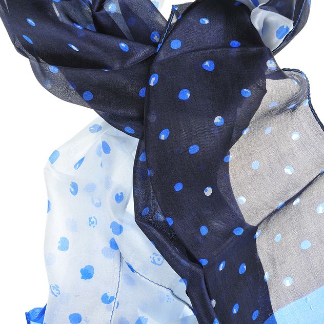 Esarfa din matase cu buline albastre