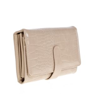 Portofel bej cu aspect piele de sarpe