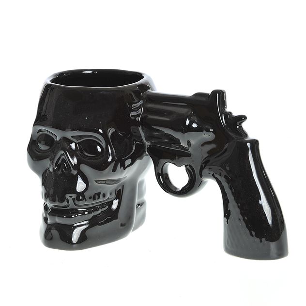 Cana neagra din ceramica cu craniu