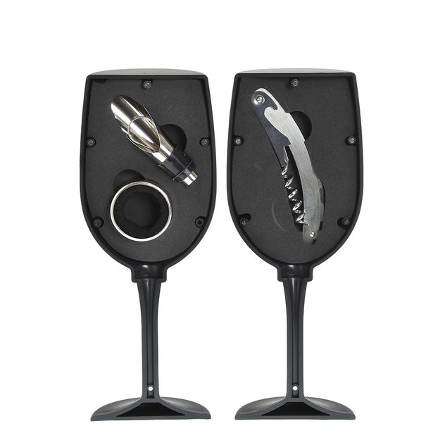 Set accesorii vin in pahar negru