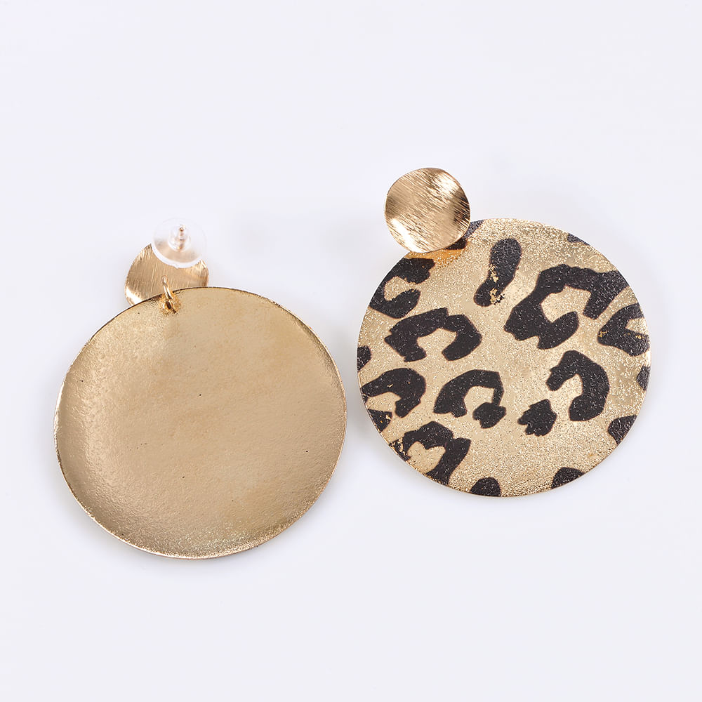 Cercei discuri aurii cu design animal print - 1 | YEO