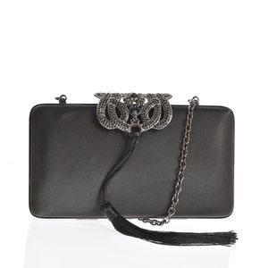Geanta plic neagra cu detalii metalice