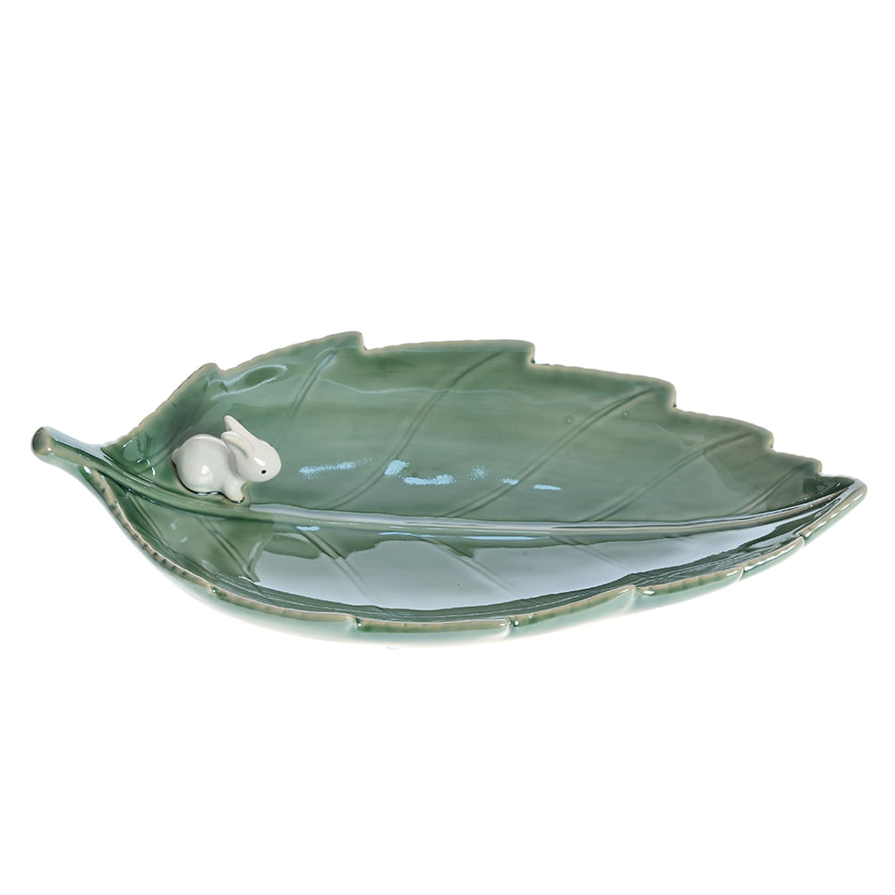 Platou verde din ceramica cu iepuras - 1 | YEO