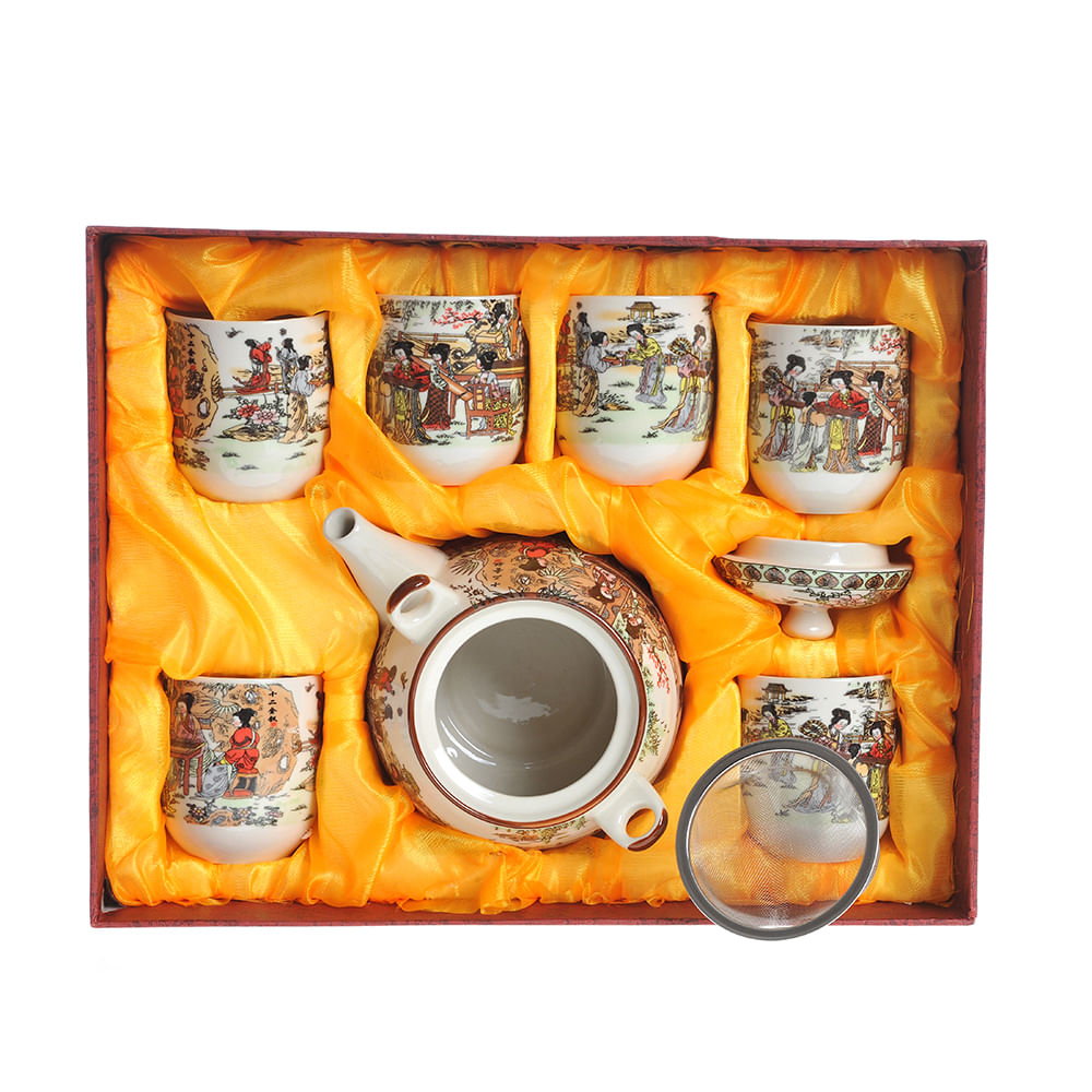Set din ceramica cu print de poveste in stil asiatic - 1 | YEO