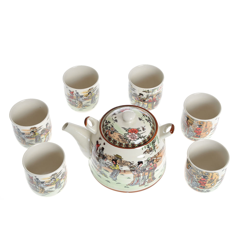 Set din ceramica cu print de poveste in stil asiatic - 3 | YEO
