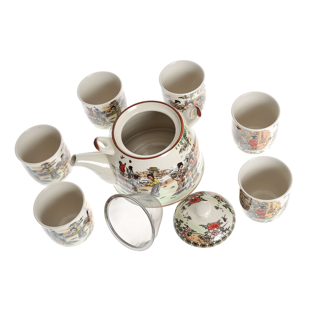 Set din ceramica cu print de poveste in stil asiatic - 4 | YEO