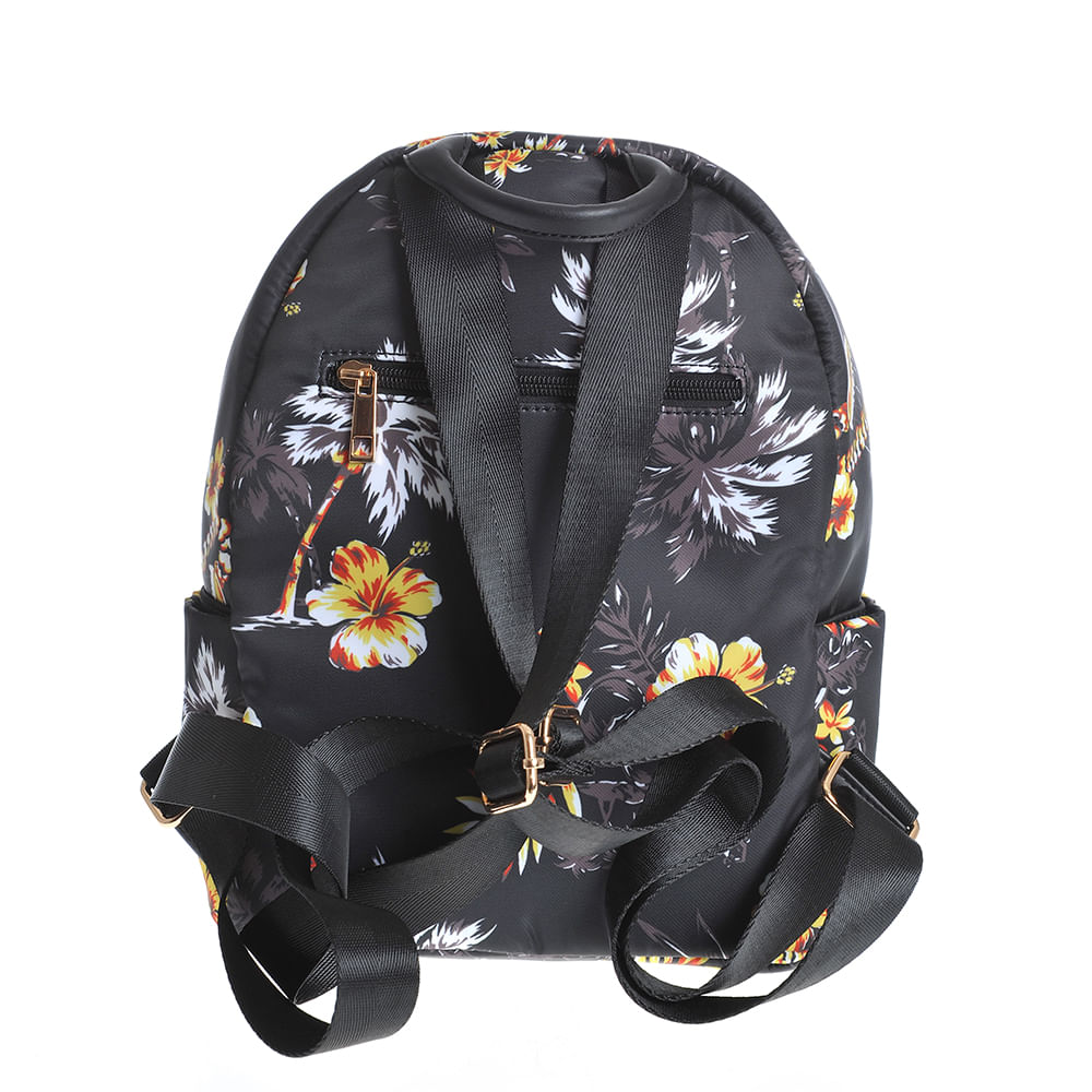 Rucsac negru cu print exotic - 2 | YEO