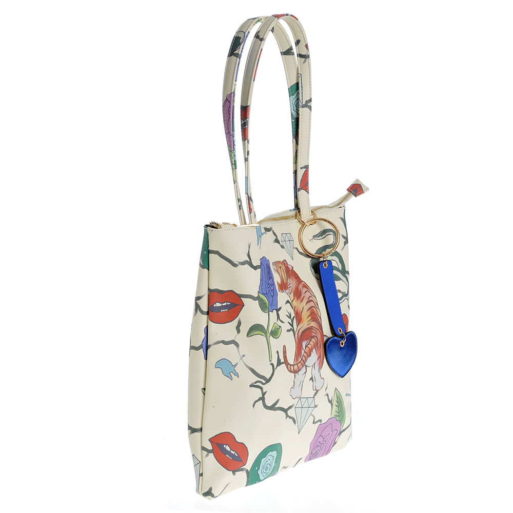 Geanta shopper cu imprimeu floral