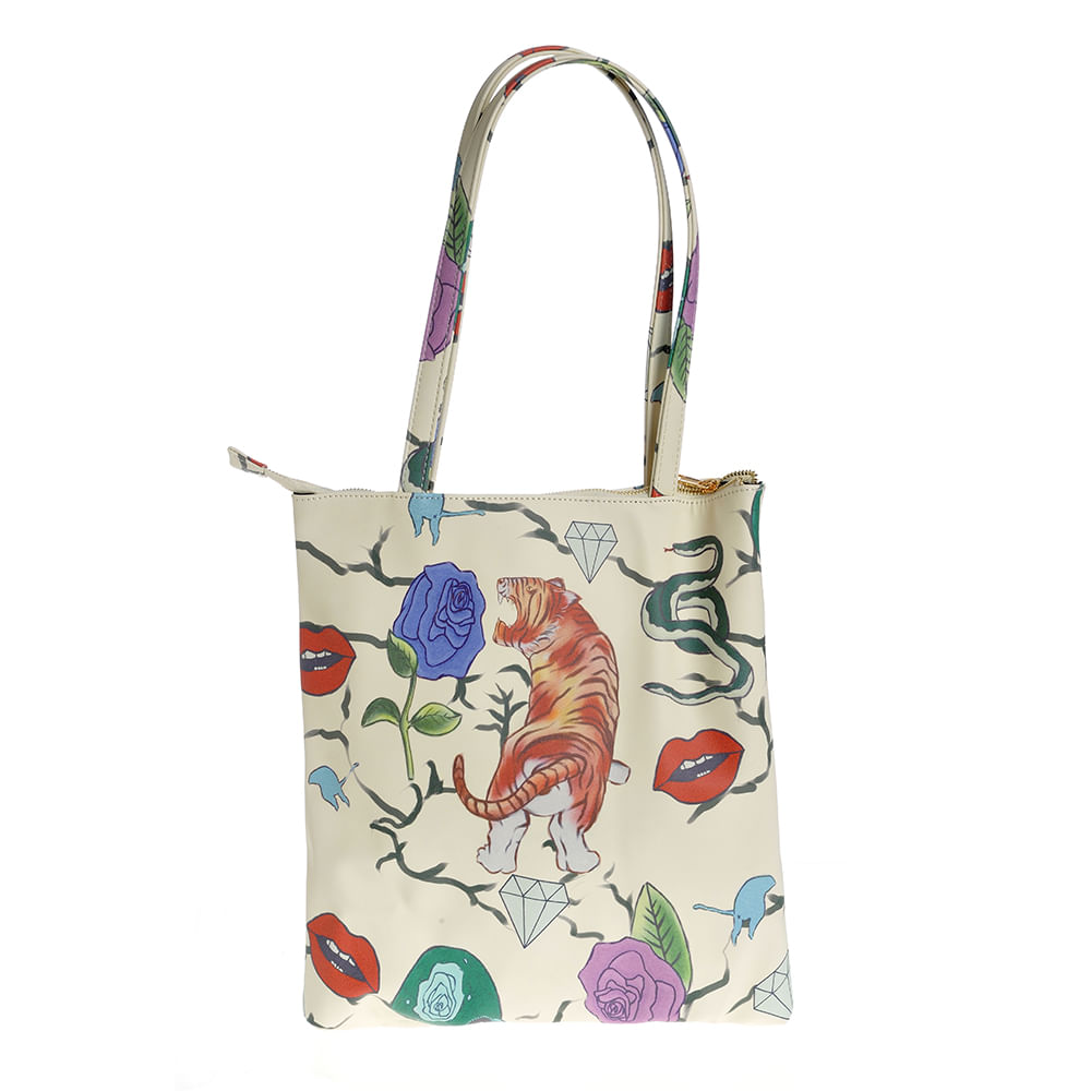 Geanta shopper cu imprimeu floral