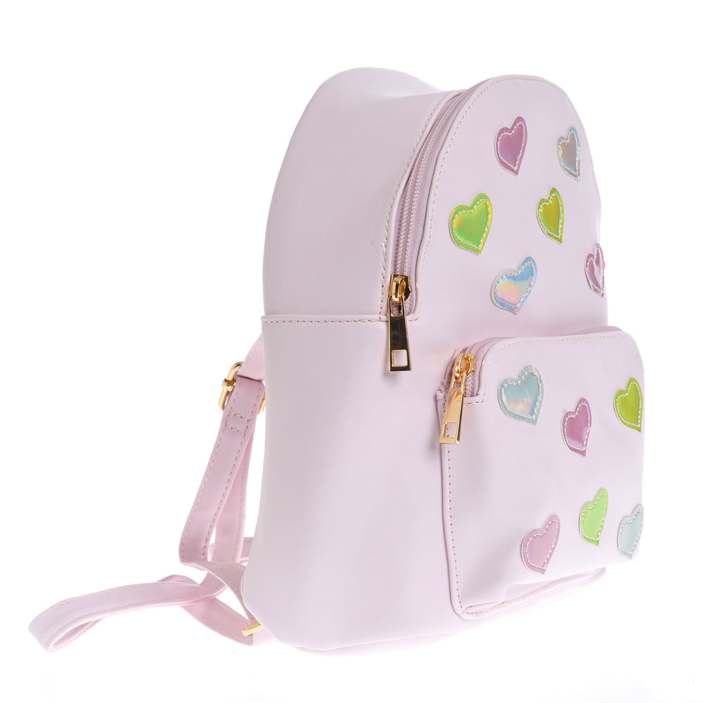 Rucsac roz cu inimi colorate - 1 | YEO