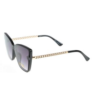 Ochelari de soare negri cu brate design zale aurii