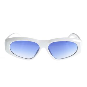 Ochelari de soare albi si lentile bleu