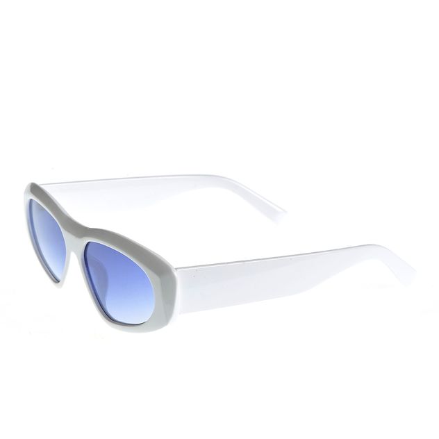 Ochelari de soare albi si lentile bleu