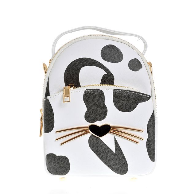 Rucsac  mic alb design pisica