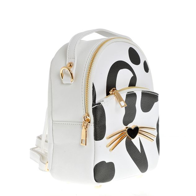Rucsac  mic alb design pisica