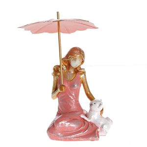 Statueta din polirasina domnisoara cu umbrela