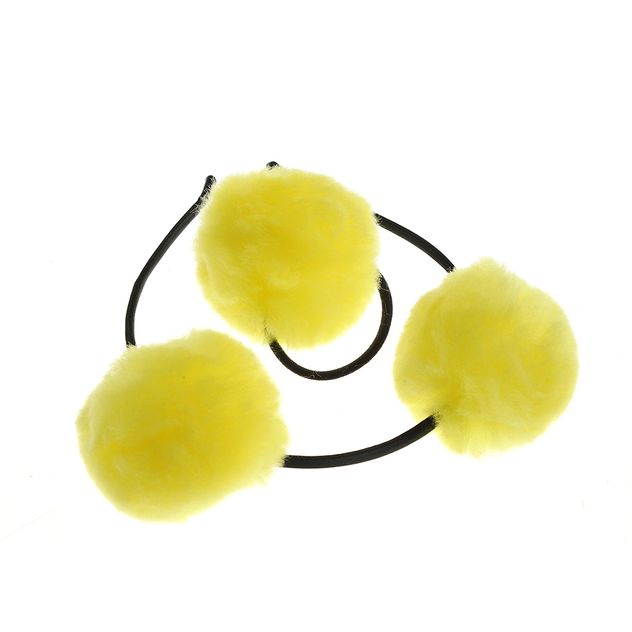 Set 2 accesorii de par cu puf galben