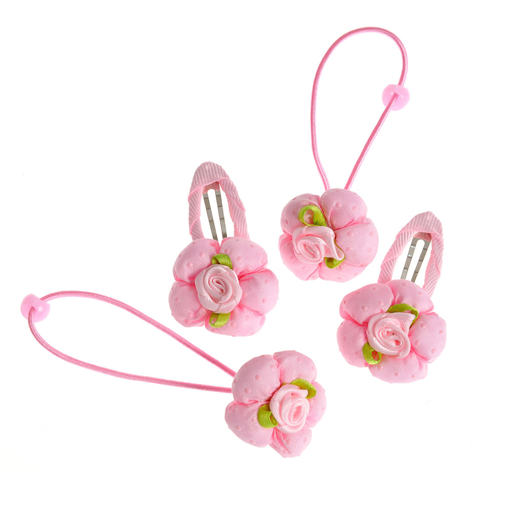 Set 4 accesorii par cu flori roz - 1 | YEO