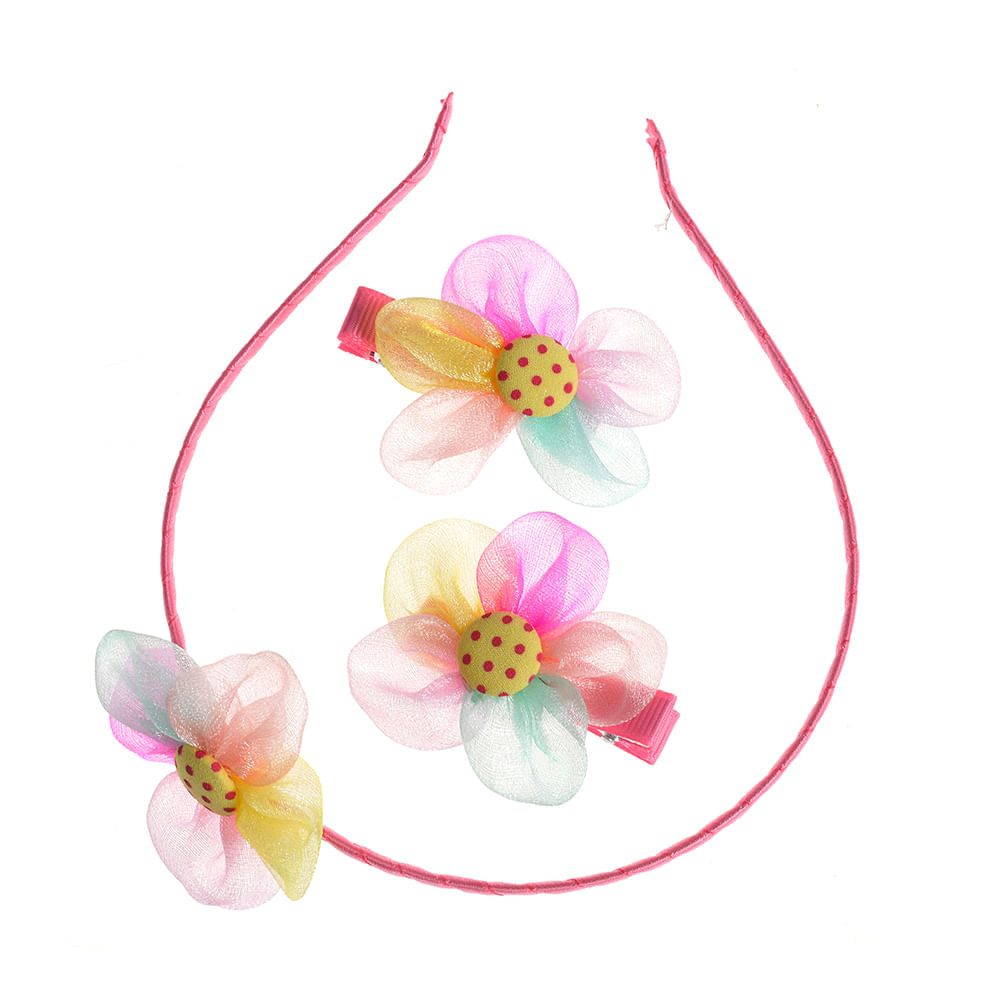 Set 3 accesorii bentita de par si 2 agrafe cu flori - 3 | YEO