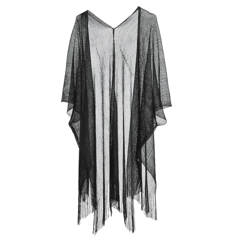 Poncho negru cu sclipici - 2 | YEO