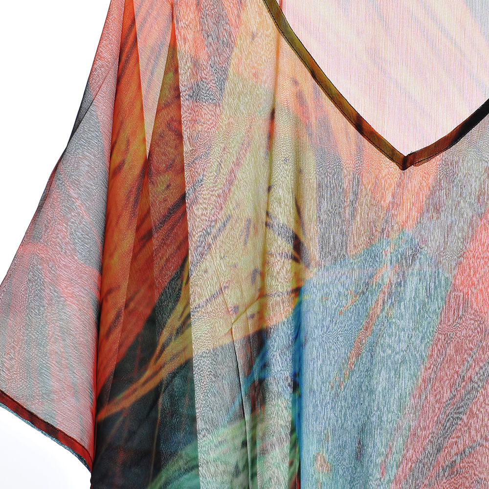 Poncho de vara cu imprimeu abstract - 1 | YEO