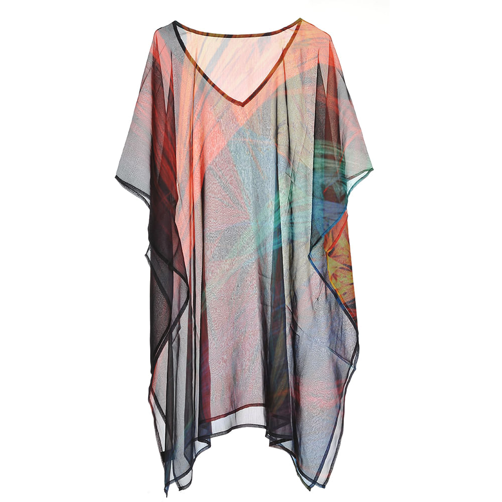 Poncho de vara cu imprimeu abstract - 2 | YEO