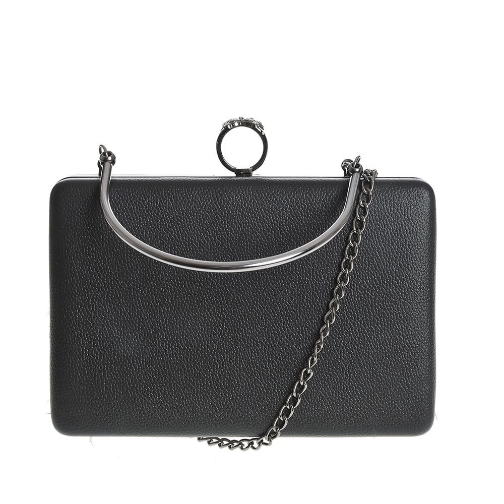 Clutch negru cu maner fix