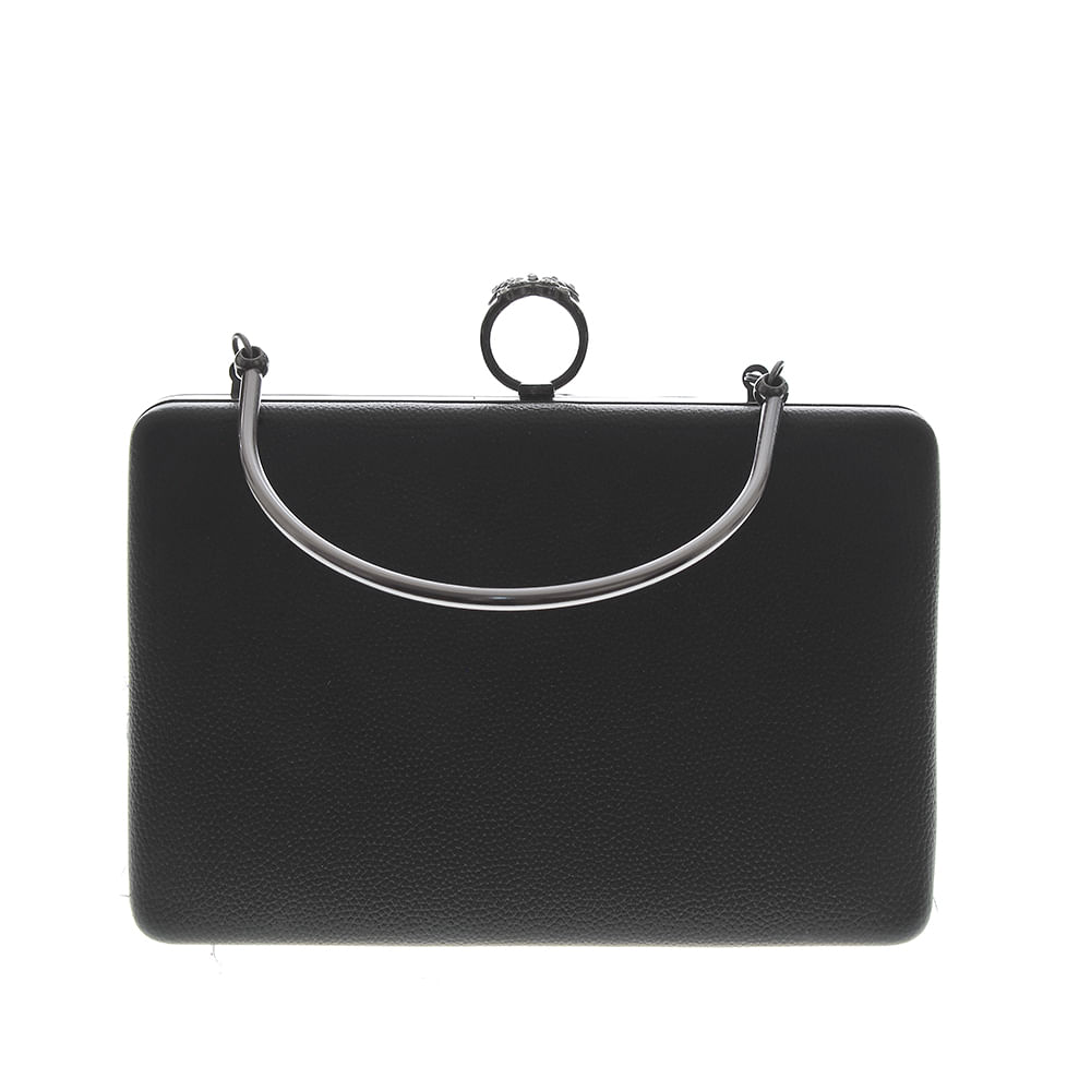 Clutch negru cu maner fix - 1 | YEO