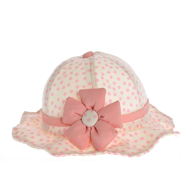 Palarie din bumbac cu flori roz