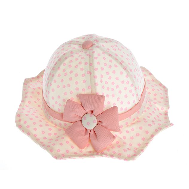 Palarie din bumbac cu flori roz