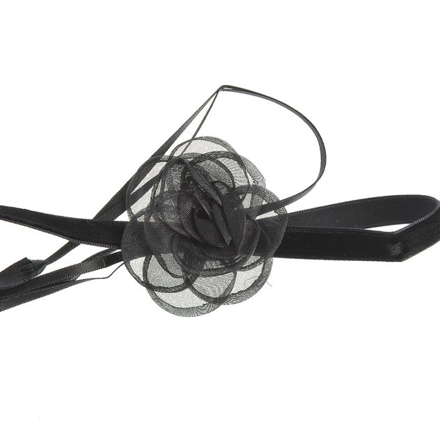 Choker negru cu trandafir