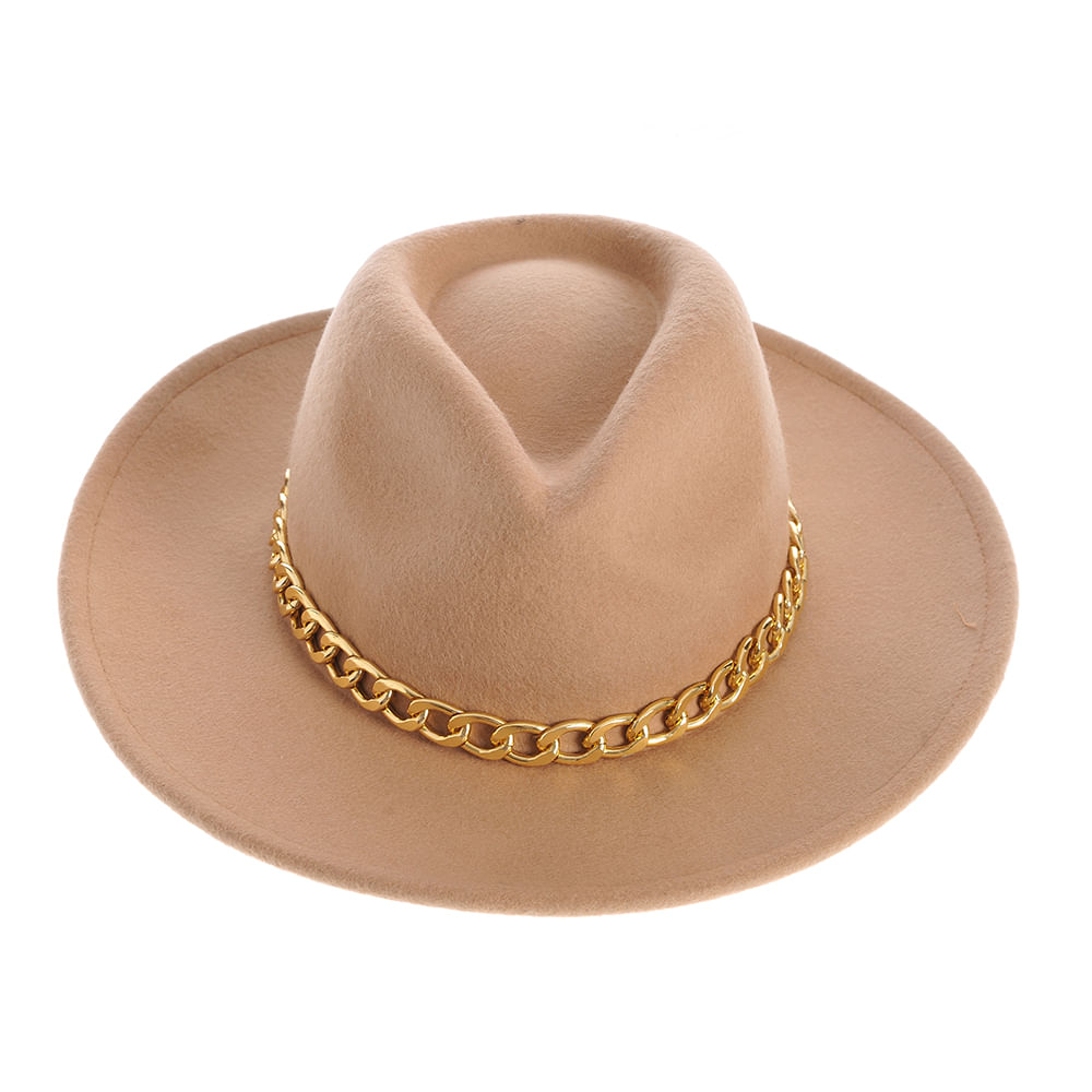 Palarie fedora cu lant auriu - 1 | YEO