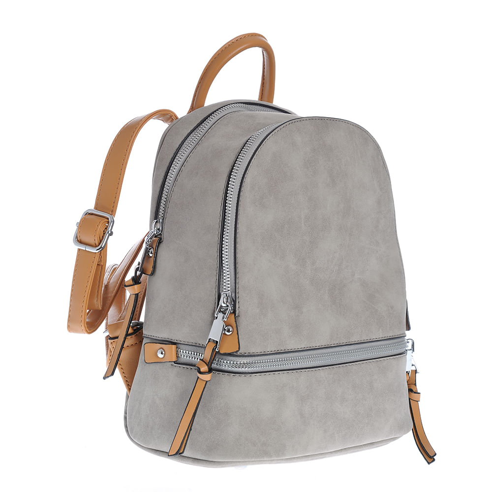 Rucsac gri cu fermoar decorativ - 1 | YEO