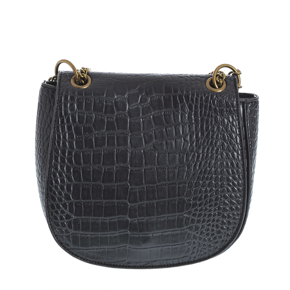 Geanta crossbody neagra cu aspect piele de sarpe