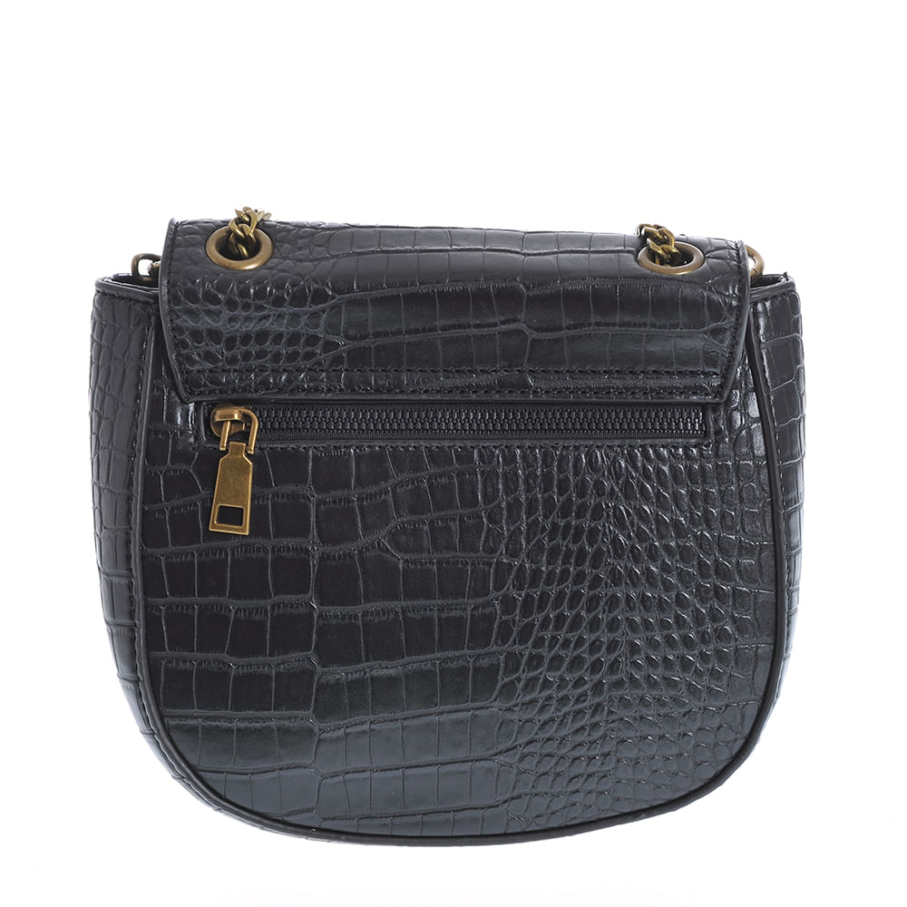 Geanta crossbody neagra cu aspect piele de sarpe