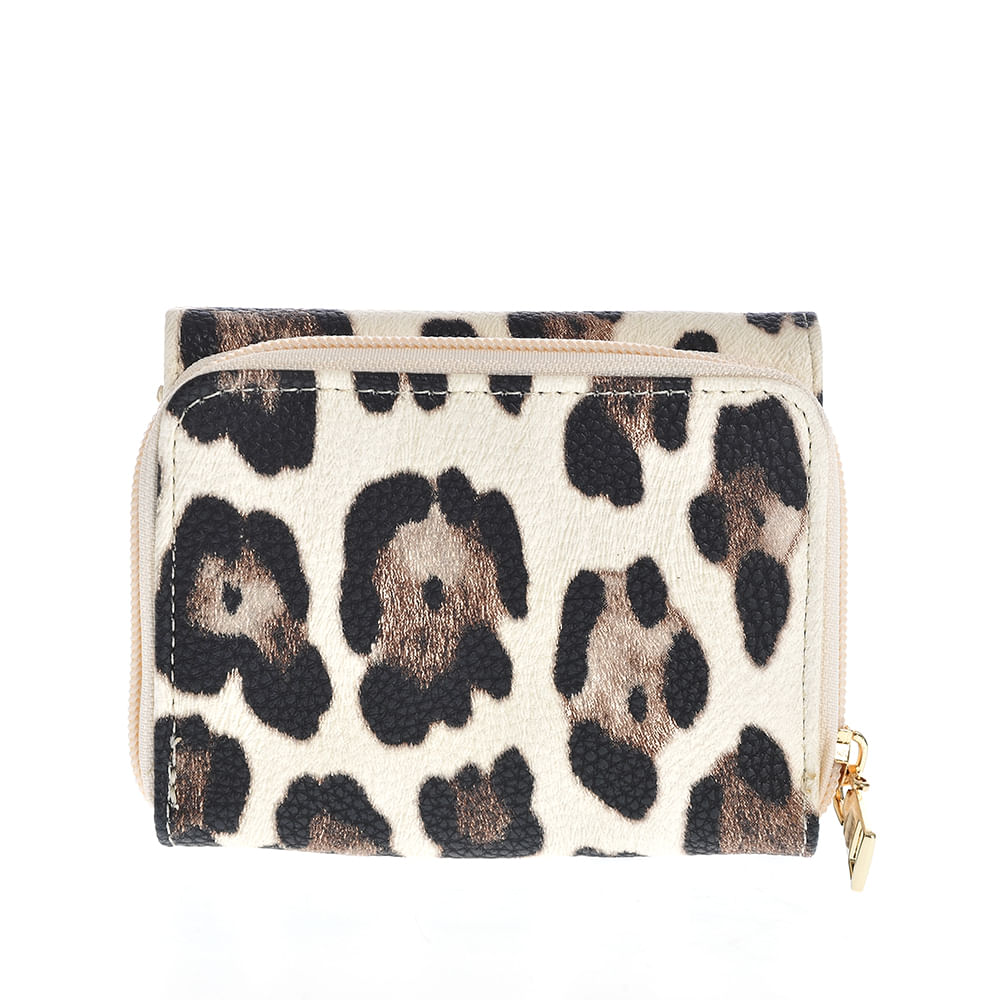 Portofel crem cu model animal print - 2 | YEO