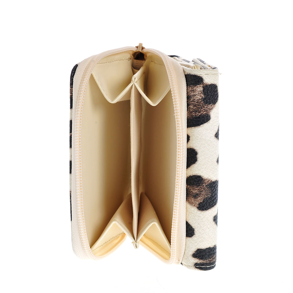 Portofel crem cu model animal print - 3 | YEO