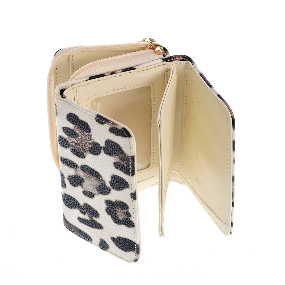 Portofel crem cu model animal print - 4 | YEO