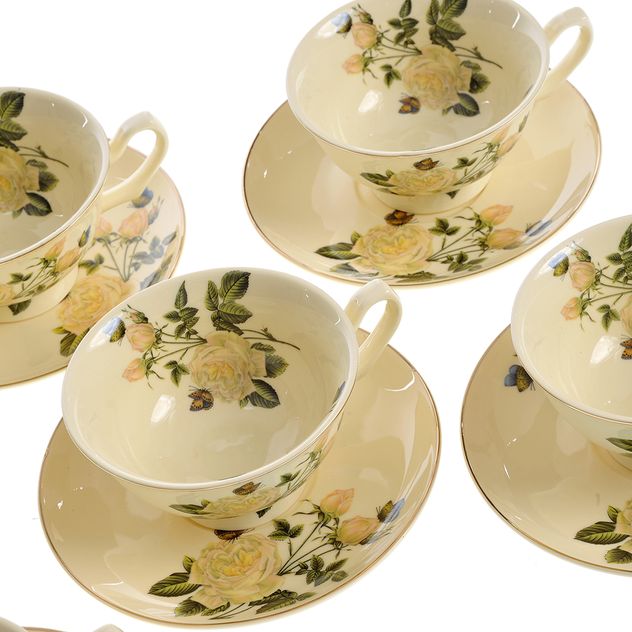 Set 6 cesti din ceramica cu flori galbene