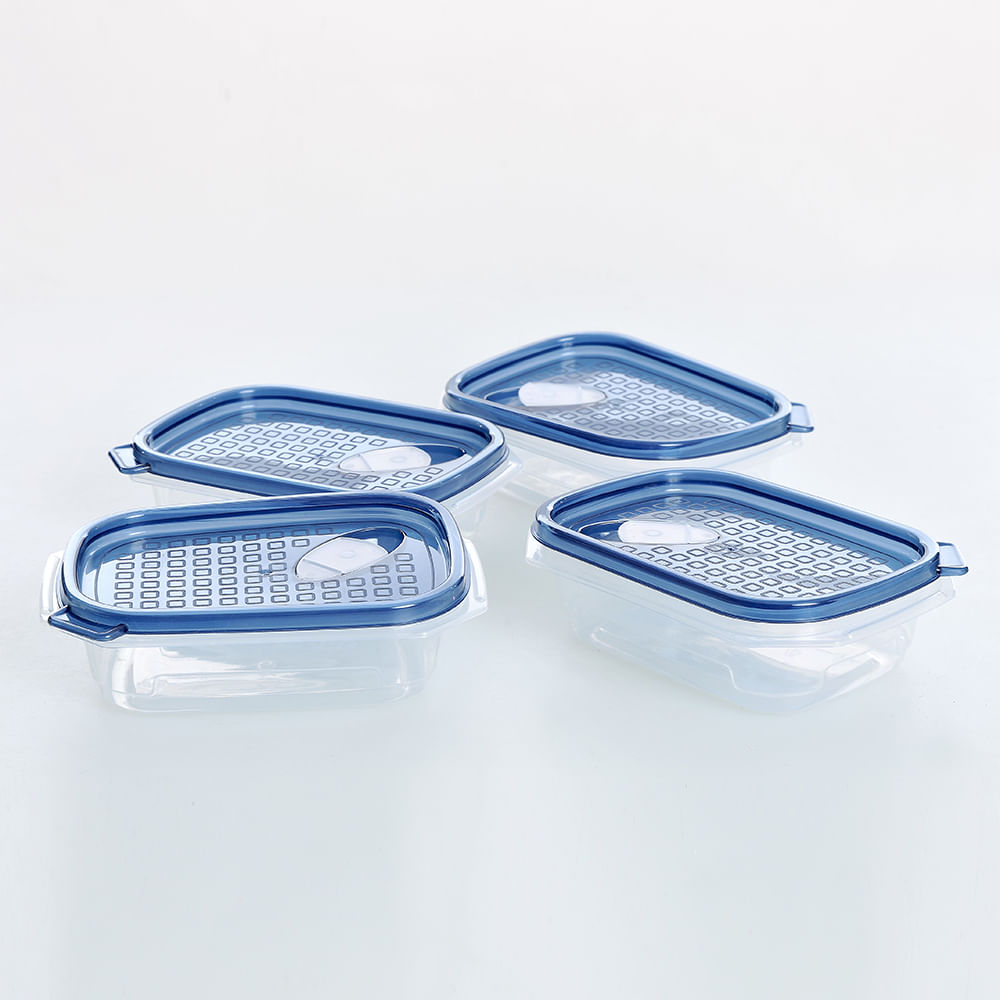 Set 4 mini caserole cu capac bleumarin - 1 | YEO