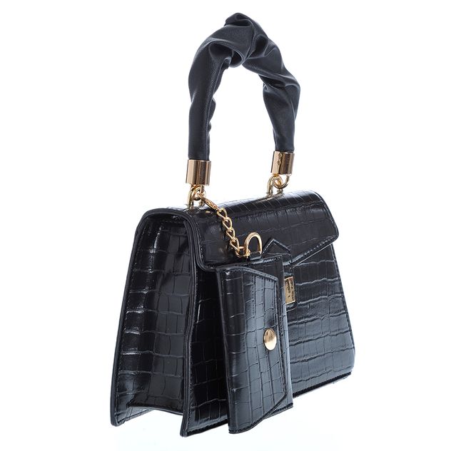 Poseta neagra cu model animal print
