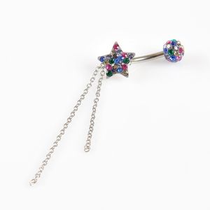 Piercing din otel cu pietre multicolore