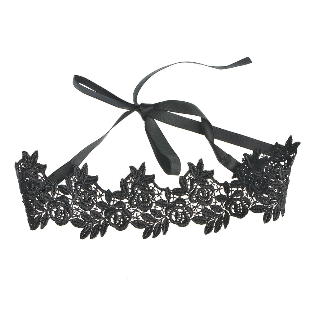 Choker negru cu trandafiri - 2 | YEO