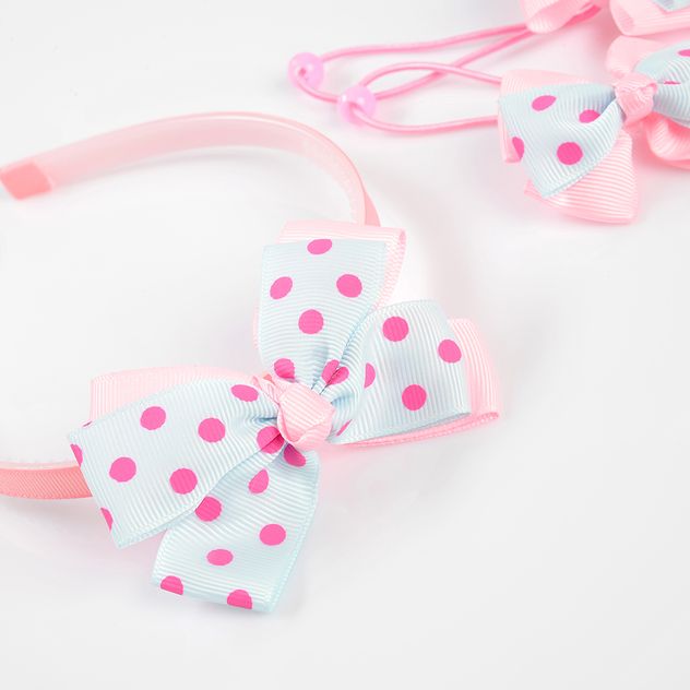 Set 3 accesorii de par roz cu funde