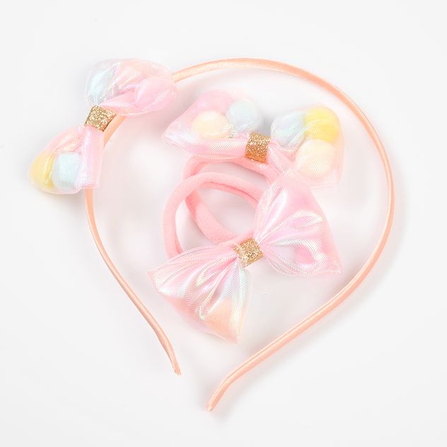 Set 3 accesorii pentru  par roz
